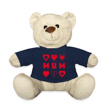 Red Hearts Mum - Teddy Bear - french navy - Front