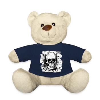 Skull Heavy Metal Rocker Tattoo - Teddy Bear - french navy - Front