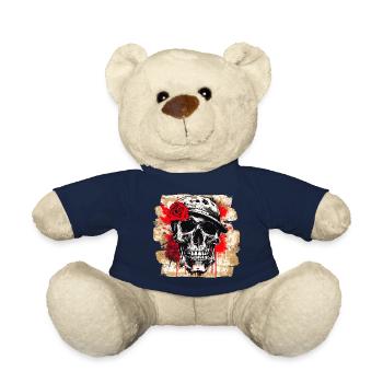 Skull Tattoo Heavy Metal Rocker - Teddy Bear - french navy - Front