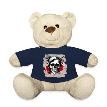 Skull Tattoo Heavy Metal Rocker - Teddy Bear - french navy - Front