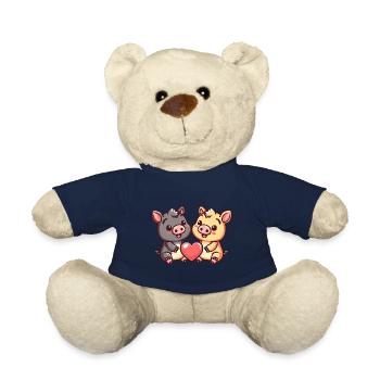 Schwein Paar Liebe Valentinstag - Teddy - French Navy - Vorne