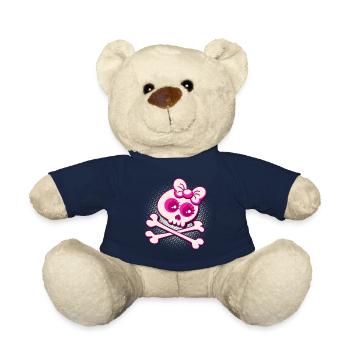 Cooles Totenkopf T-Shirt mit gekreuzten Knochen - Teddy - French Navy - Vorne