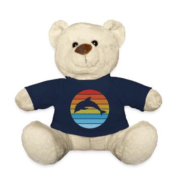 Vintage retro Streifen Delfin Silhouette - Teddy - French Navy - Vorne