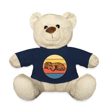Tiger Big Cat Vintage Retro Sonnenuntergang - Teddy - French Navy - Vorne