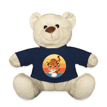 Tiger Big Cat Vintage Retro Sonnenuntergang - Teddy - French Navy - Vorne