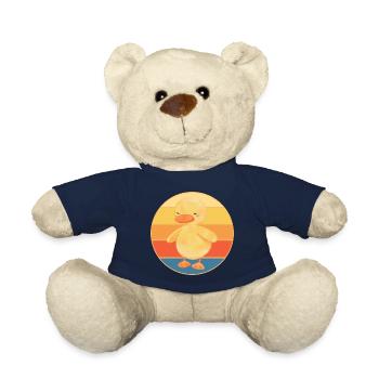 Niedliche Ente Vintage Retro Sonnenuntergang Tierliebhaber Design - Teddy - French Navy - Vorne