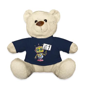 Ich bin 1 Jahr erster Geburtstag kleiner Roboter - Teddy - French Navy - Vorne