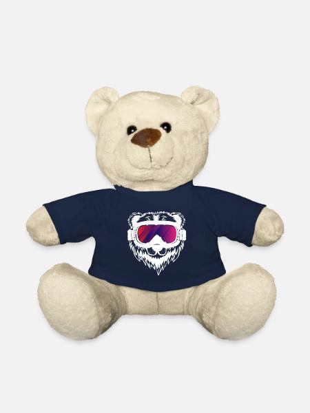 Ski skiing skier bear gift - Teddy Bear - french navy