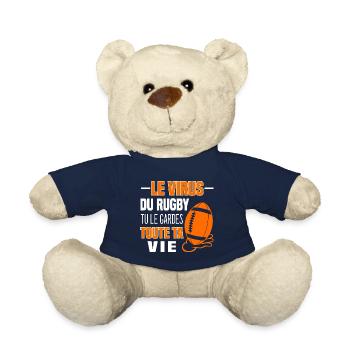 The Rugby virus you keep it all your life. Fan - Teddy Bear - french navy - Front