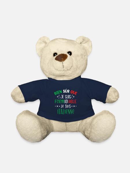 Italienne humour ville, idée cadeau drapeau Italie - Nounours - bleu marine