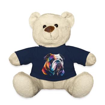 Bulldog anglais aux couleurs de l’arc-en-ciel - Nounours - bleu marine - Devant