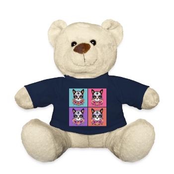 Kawaii Katze Zuckerschädel - Teddy - French Navy - Vorne
