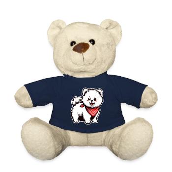 DOG MALTESE DWARF POINTED SAMOYED POODLE BANDANA - Teddy Bear - french navy - Front