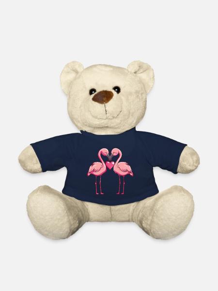 Couple de flamants roses amour Saint-Valentin - Nounours - bleu marine