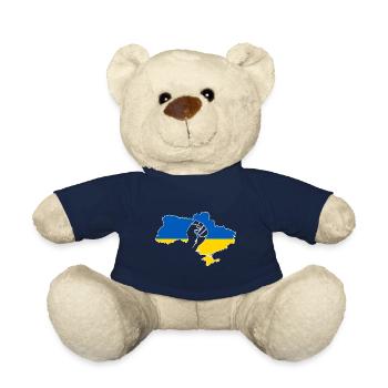 Drapeau de poing Ukraine fier cadeau maison Kiev - Nounours - bleu marine - Devant
