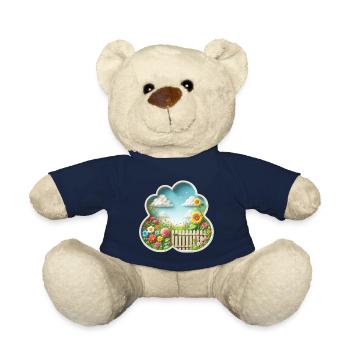 Garden with flower on flower meadow and sunflower - Teddy Bear - french navy - Front