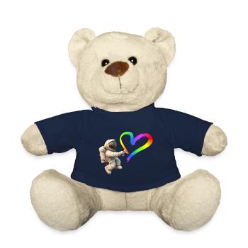 Un astronaute pulvérise des graffitis sur le cœur LGBTQ - Nounours - bleu marine - Devant