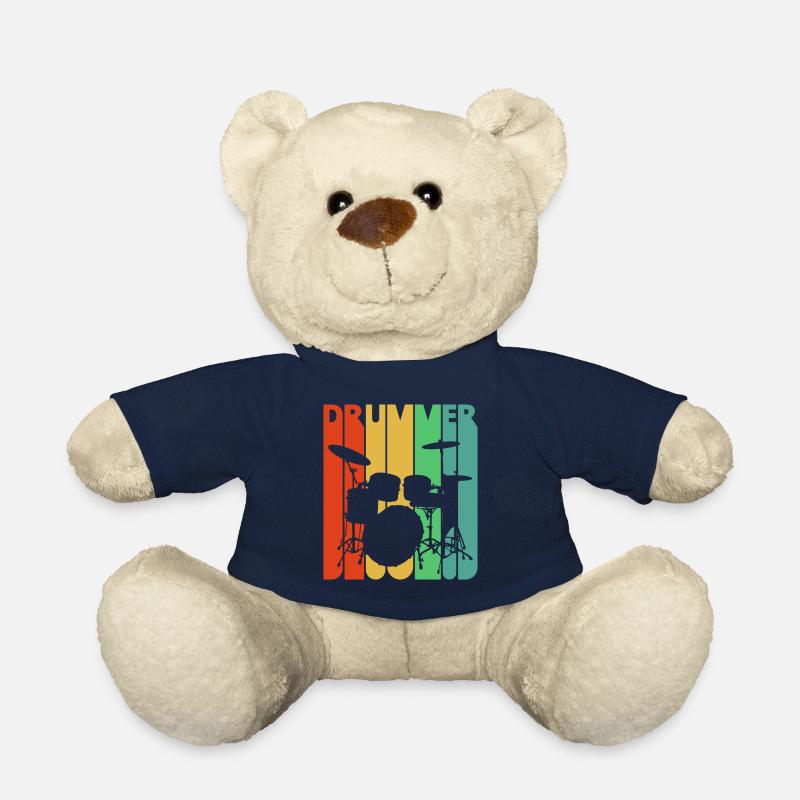 Vintage Retro Drummer. Drumming Kit. Rock 'N' Roll - Teddy Bear - french navy
