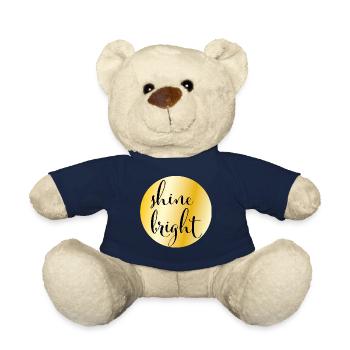 Golden circle with saying "shine bright" - Teddy Bear - french navy - Front