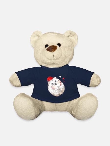 Christmas hedgehog - hedgehog with Christmas hat - Teddy Bear - french navy