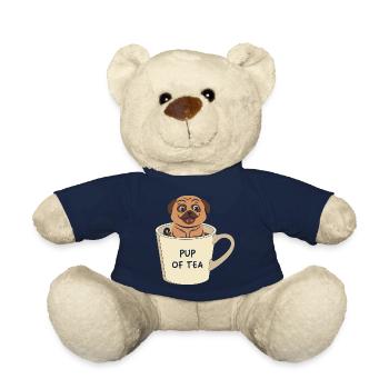 Chien Chiot de thé Carlin Drôle d’animal Jeux de mots - Nounours - bleu marine - Devant