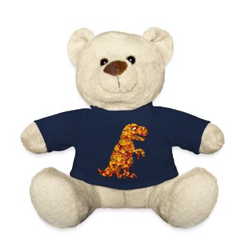 Trex dinosaur from autumn leaves foliage - Teddy Bear - french navy - Front