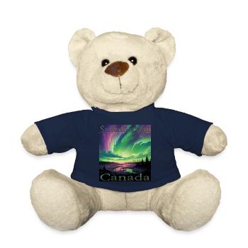 Canada Saskatchewan Northern Lights Holiday Design - Teddy Bear - french navy - Front