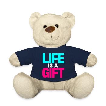 Das Leben ist ein Geschenk Cyan und Magenta - Teddy - French Navy - Vorne