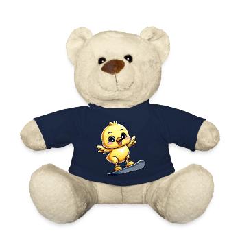chicken, chick, snowboard, winter sports, snowboarder - Teddy Bear - french navy - Front