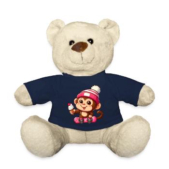 Chimpanzee Snowboarder Winter Action - Teddy Bear - french navy - Front