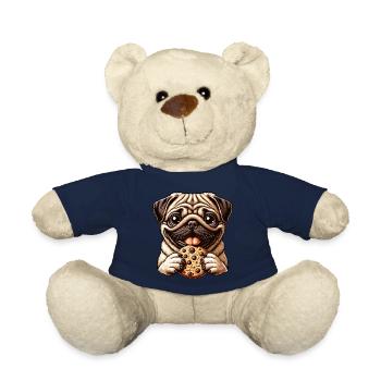 Lustiger Mops Hund, Kekse, Nachtisch, Dessert - Teddy - French Navy - Vorne