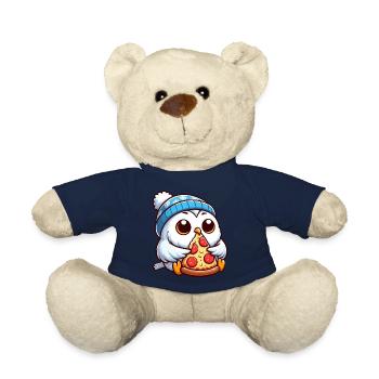 Eule Schneeeule Pizza Pizzaliebhaber Winter - Teddy - French Navy - Vorne