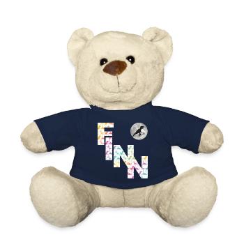 FINN - Schöner Jungen Name mit Dinosaurier - Teddy - French Navy - Vorne
