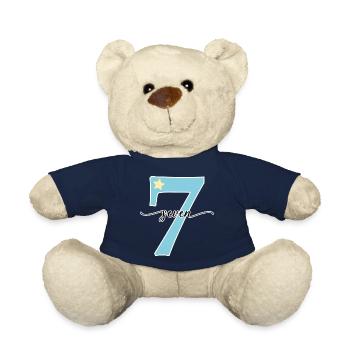 7e anniversaire, sept ans - Nounours - bleu marine - Devant