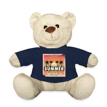 Summer Vibes: Retro Palm Trees at Sunset - Teddy Bear - french navy - Front