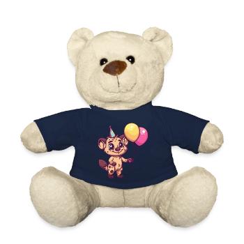 Hyène Anniversaire Bande Dessinée Mignon - Nounours - bleu marine - Devant