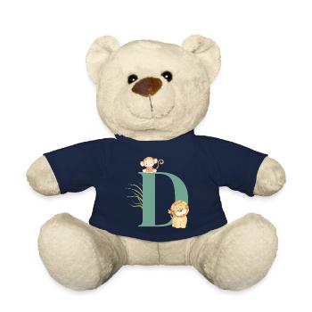 Lettre d vert animaux jungle - Nounours - bleu marine - Devant