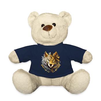 Wolf Wolfskopf Gold Mystisch Natur Wildnis Kunst - Teddy - French Navy - Vorne