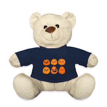Jack O Laterne Kürbis Gesicht Retro Halloween - Teddy - French Navy - Vorne