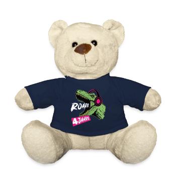 Roarrr, j’ai 4 | T-Rex 4 ans | Dino - Nounours - bleu marine - Devant