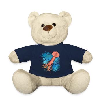 Kalmar Riesenkalmar auf bunten Farbklecksen - Teddy - French Navy - Vorne