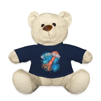 Kalmar giant squid on colorful splashes of color - Teddy Bear - french navy - Front