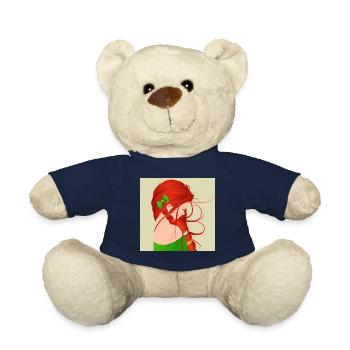 Fille à tête rousse - Nounours - bleu marine - Devant