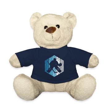 Ice Hockey Ice Hockey Retro Skates Puck Ice - Teddy Bear - french navy - Front