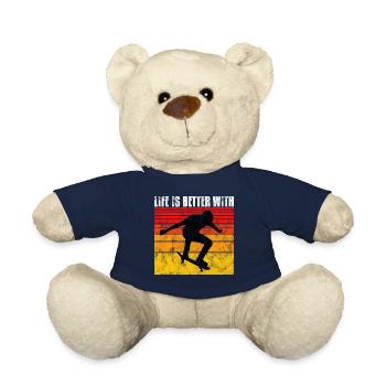 life is better on my skateboard skate skateboarder - Teddy Bear - french navy - Front