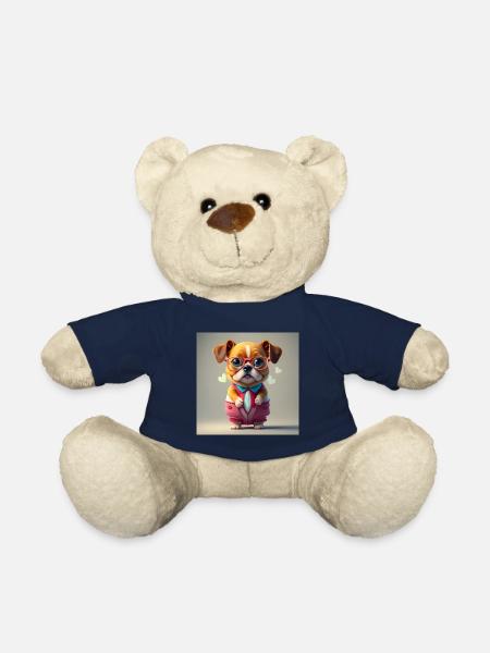 dog red glasses - Teddy Bear - french navy
