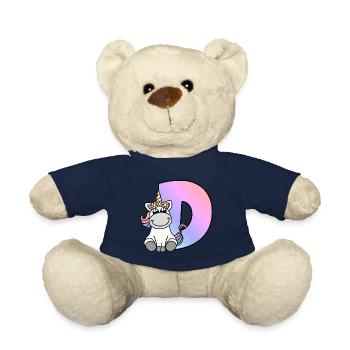 Licorne Lettre D - Nounours - bleu marine - Devant