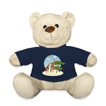 Mother and baby giraffe - Teddy Bear - french navy - Front