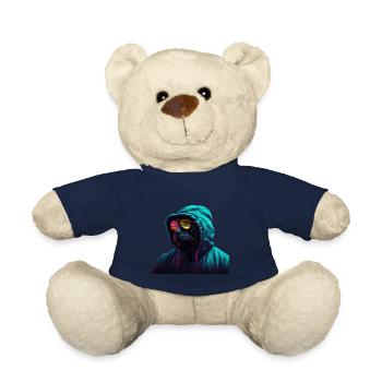 Panthère noire avec lunettes de soleil naturelles colorées - Nounours - bleu marine - Devant