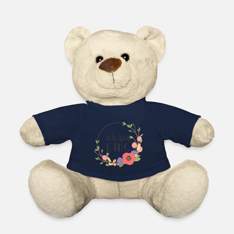 Ich bin eins - erster Geburtstag mit Blumen - Teddy - French Navy